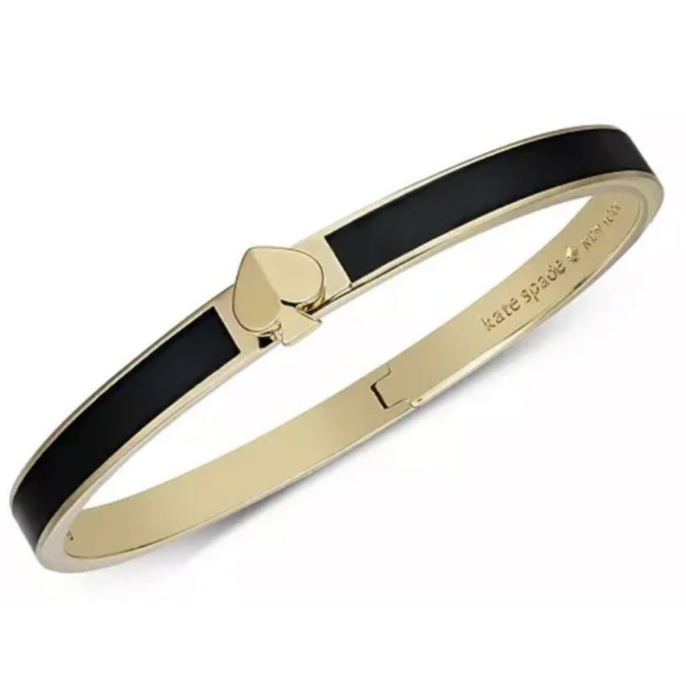 Kate Spade Black Colored Enamel Spade Hinged Bangle Bracelet